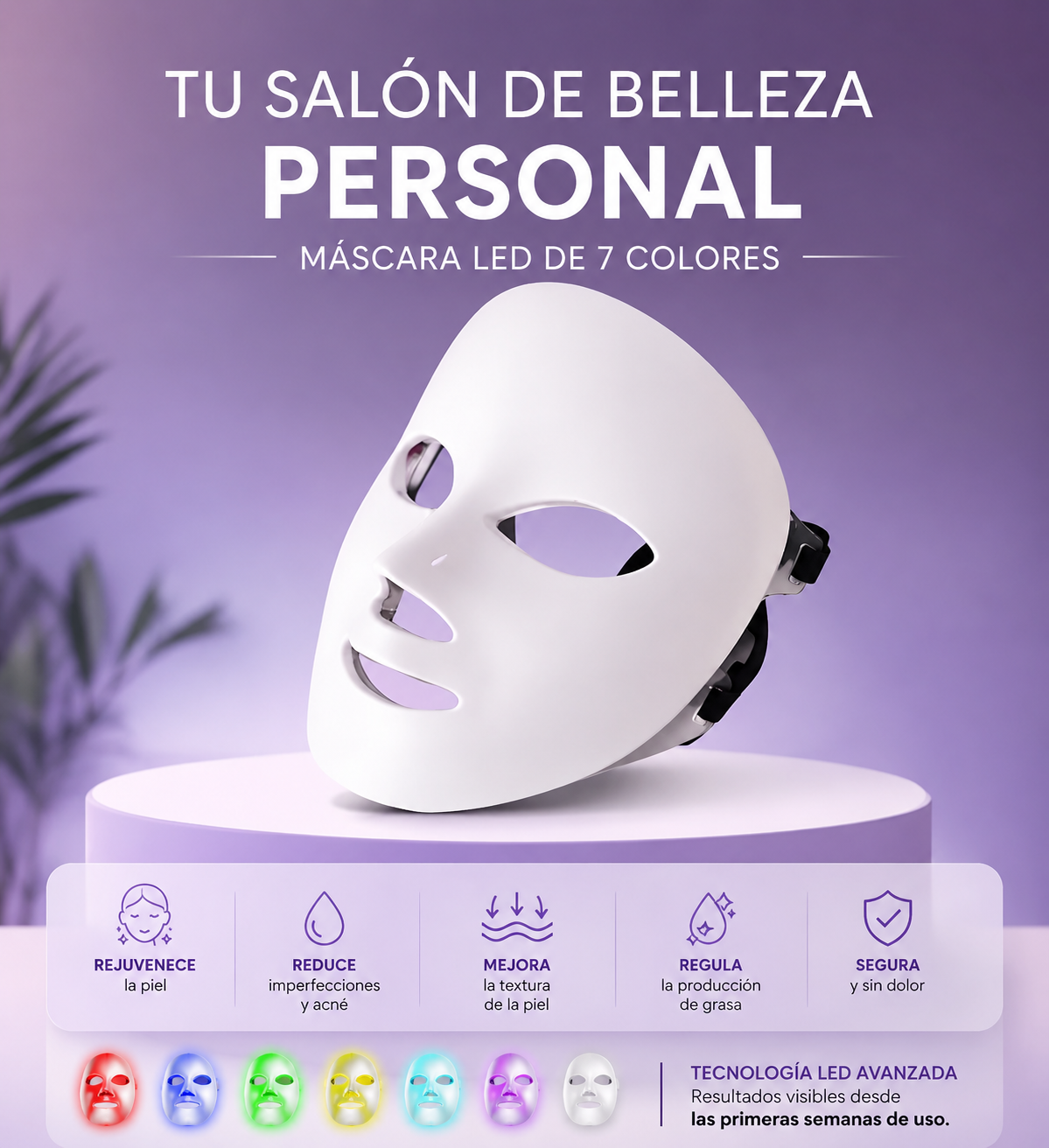 Mascara Led De Rejuvenecimiento Facial