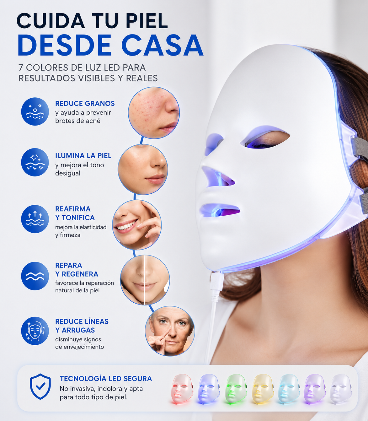 Mascara Led De Rejuvenecimiento Facial