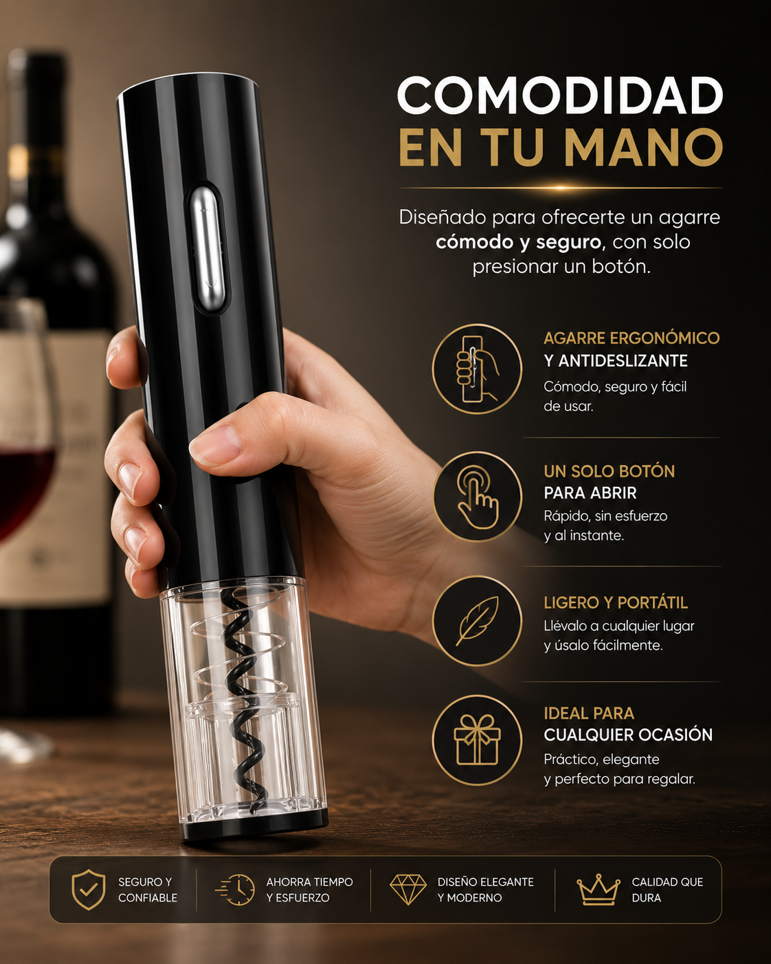 Set Premium para Vino 4 en 1 con Abridor Eléctrico