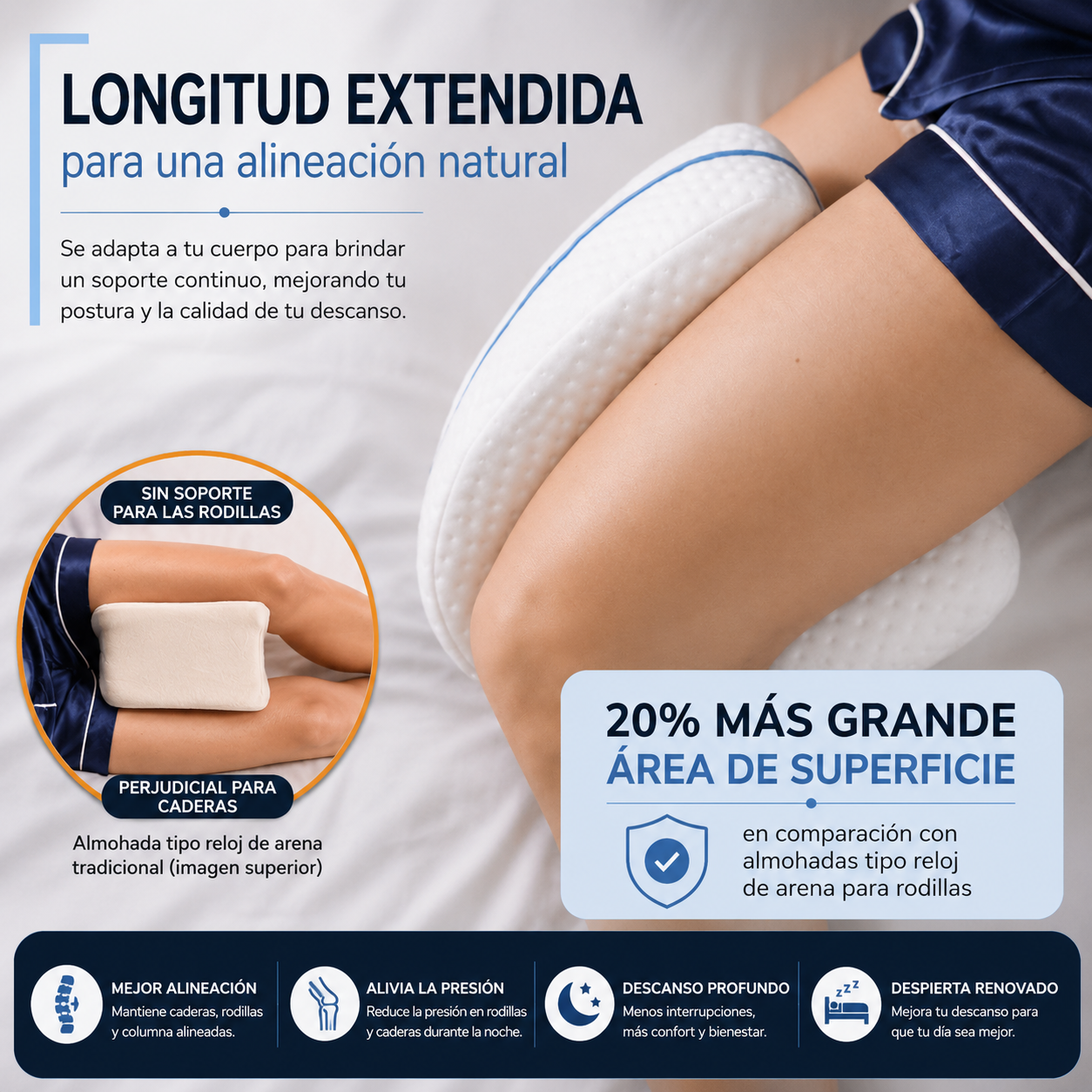 Contour Legacy - Almohada de apoyo de espuma para piernas y rodillas