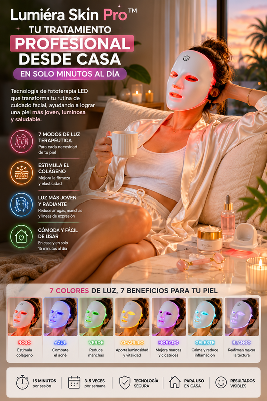Lumiéra Skin Pro™ – Máscara LED Rejuvenecedora 7 Colores